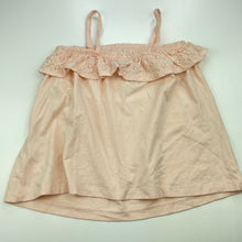 Load image into Gallery viewer, Girls Cynthia Rowley, peach singlet top, broderie trim, GUC, size 4,  