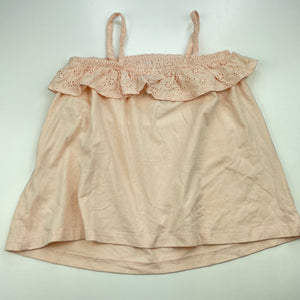 Girls Cynthia Rowley, peach singlet top, broderie trim, GUC, size 4,  