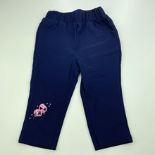 Load image into Gallery viewer, Girls navy, lightweight pants, elasticated, Inside leg: 24cm, EUC, size 1,  