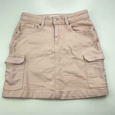 Girls Target, pink stretch denim skirt, adjustable, L: 34cm, EUC, size 8,  