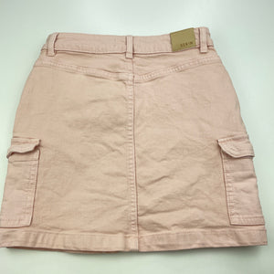 Girls Target, pink stretch denim skirt, adjustable, L: 34cm, EUC, size 8,  