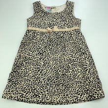 Load image into Gallery viewer, Girls Kids Stuff, lined corduroy cotton leopard print dress, FUC, size 4, L: 52cm