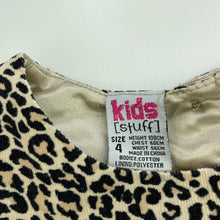 Load image into Gallery viewer, Girls Kids Stuff, lined corduroy cotton leopard print dress, FUC, size 4, L: 52cm