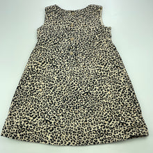 Load image into Gallery viewer, Girls Kids Stuff, lined corduroy cotton leopard print dress, FUC, size 4, L: 52cm