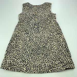 Girls Kids Stuff, lined corduroy cotton leopard print dress, FUC, size 4, L: 52cm