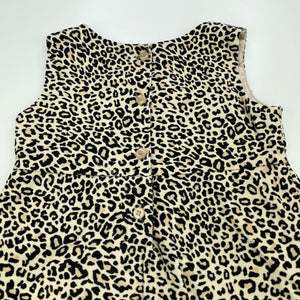 Girls Kids Stuff, lined corduroy cotton leopard print dress, FUC, size 4, L: 52cm