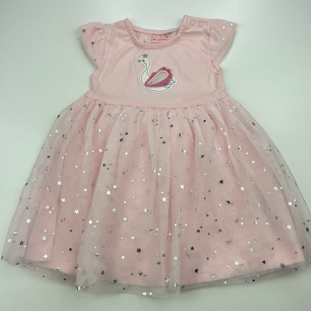 Girls Bluezoo, cotton lined tulle party dress, swan, EUC, size 0, L: 43cm