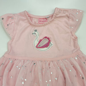 Girls Bluezoo, cotton lined tulle party dress, swan, EUC, size 0, L: 43cm