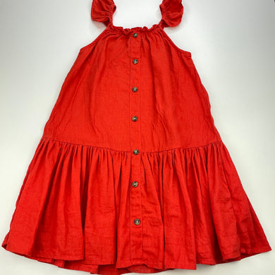 Girls Cotton On, orange casual summer dress, fade marks on back, FUC, size 6, L: 68cm