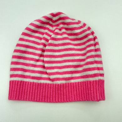 Girls Baby GAP, pink & white knitted cotton hat / beanie, GUC, size 0,  