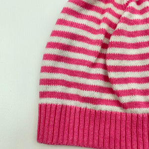 Girls Baby GAP, pink & white knitted cotton hat / beanie, GUC, size 0,  