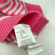 Load image into Gallery viewer, Girls Baby GAP, pink &amp; white knitted cotton hat / beanie, GUC, size 0,  