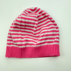 Girls Baby GAP, pink & white knitted cotton hat / beanie, GUC, size 0,  