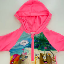 Load image into Gallery viewer, Girls Baby Berry, pink hooded swim one-piece, EUC, size 00,  