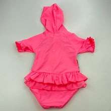 Load image into Gallery viewer, Girls Baby Berry, pink hooded swim one-piece, EUC, size 00,  
