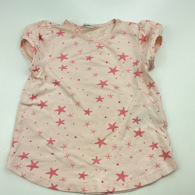 Girls H&M, pink cotton t-shirt / top, starfish, GUC, size 0,  