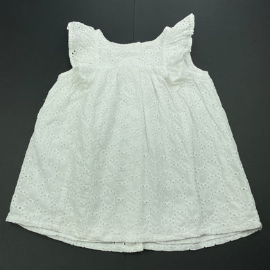 Girls Target, lined broderie cotton top, L: 36cm, FUC, size 0,  