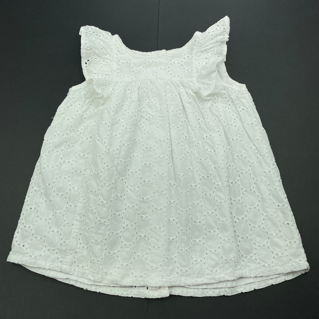 Girls Target, lined broderie cotton top, L: 36cm, FUC, size 0,  