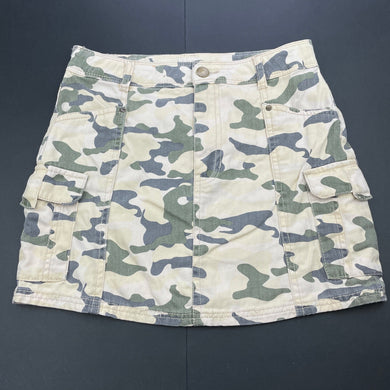 Girls Target, camo print cotton cargo skirt, adjustable, L: 34cm, FUC, size 10,  