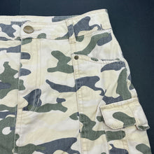 Load image into Gallery viewer, Girls Target, camo print cotton cargo skirt, adjustable, L: 34cm, FUC, size 10,  