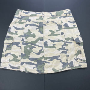 Girls Target, camo print cotton cargo skirt, adjustable, L: 34cm, FUC, size 10,  
