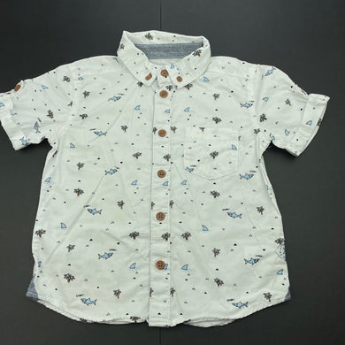 Boys Target, cotton short sleeve shirt, sharks, FUC, size 3,  