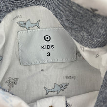 Load image into Gallery viewer, Boys Target, cotton short sleeve shirt, sharks, FUC, size 3,  