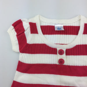 Girls Pumpkin Patch, pink & white stripe knit tunic top, GUC, size 1