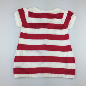 Girls Pumpkin Patch, pink & white stripe knit tunic top, GUC, size 1