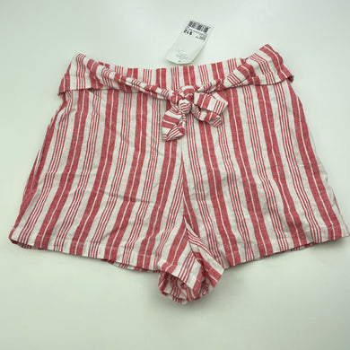 Girls KID, red stripe linen / viscose shorts, elasticated, NEW, size 10,  