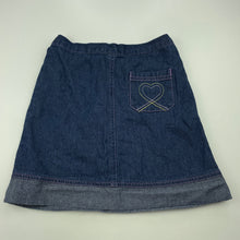 Load image into Gallery viewer, Girls NOW, blue denim skirt, elasticated, L: 32cm, GUC, size 6,  