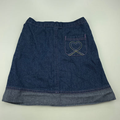 Girls NOW, blue denim skirt, elasticated, L: 32cm, GUC, size 6,  