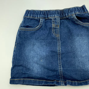 Girls Anko, blue stretch denim skirt, elasticated, L: 28cm, FUC, size 6,  