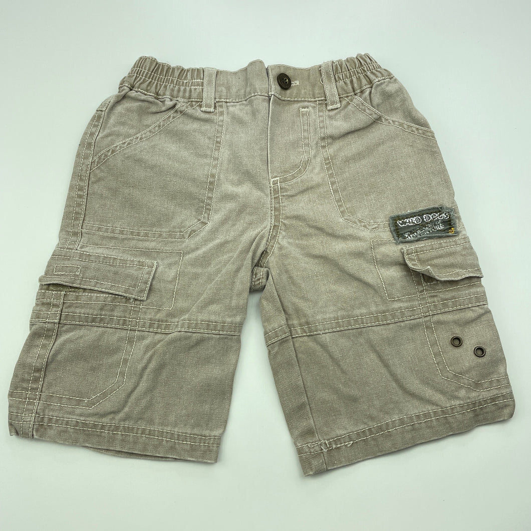 Boys Target, stone denim cargo shorts, elasticated, FUC, size 0,  