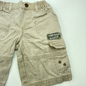 Boys Target, stone denim cargo shorts, elasticated, FUC, size 0,  