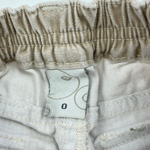 Boys Target, stone denim cargo shorts, elasticated, FUC, size 0,  