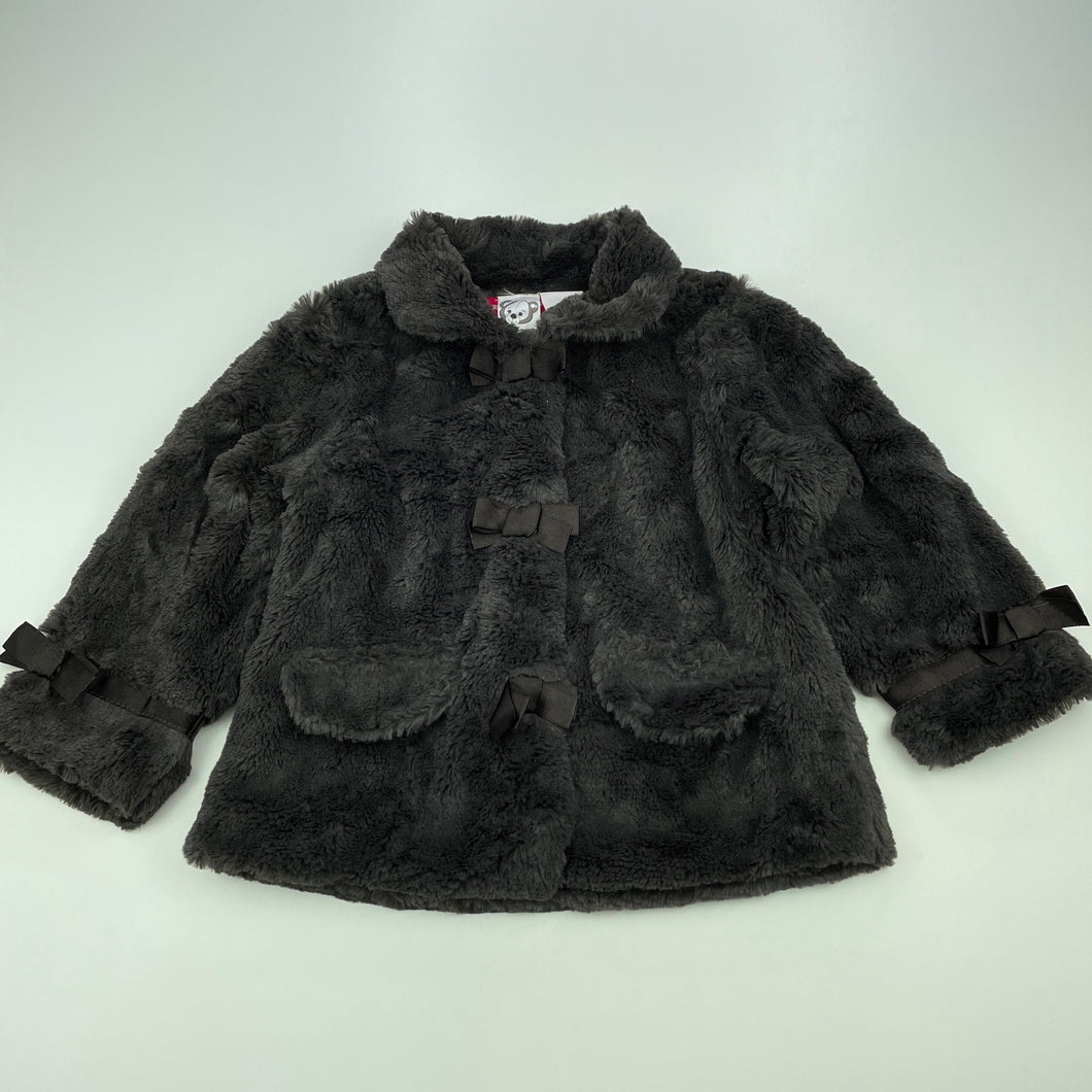 Girls Target, soft feel faux fur jacket / coat, poppers, GUC, size 1,  