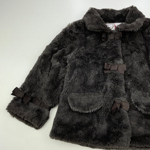 Girls Target, soft feel faux fur jacket / coat, poppers, GUC, size 1,  
