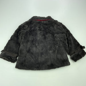 Girls Target, soft feel faux fur jacket / coat, poppers, GUC, size 1,  
