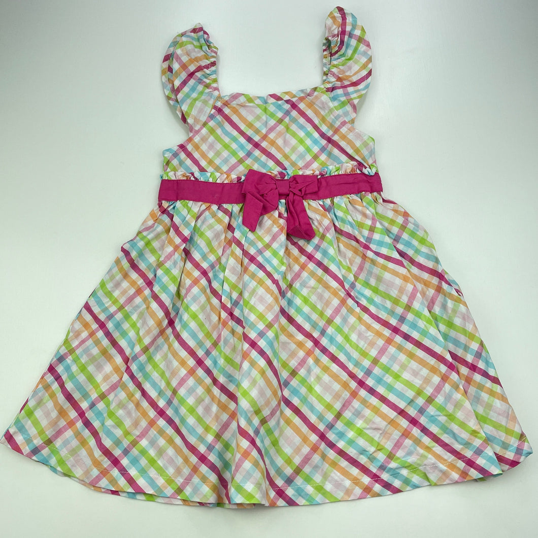 Girls Gymboree, checked lightweight cotton party dress, GUC, size 2, L: 50cm