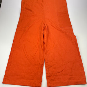Girls Mango, orange linen blend jumpsuit, Inside leg: 45cm, NEW, size 10,  
