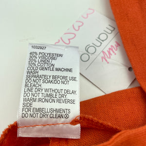 Girls Mango, orange linen blend jumpsuit, Inside leg: 45cm, NEW, size 10,  