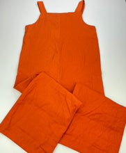 Load image into Gallery viewer, Girls Mango, orange linen blend jumpsuit, Inside leg: 45cm, NEW, size 10,  