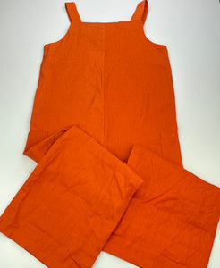 Girls Mango, orange linen blend jumpsuit, Inside leg: 45cm, NEW, size 10,  