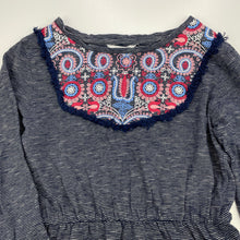 Load image into Gallery viewer, Girls Milkshake, navy stripe cotton long sleeve dress, GUC, size 8, L: 63cm