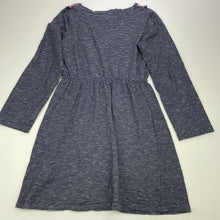 Load image into Gallery viewer, Girls Milkshake, navy stripe cotton long sleeve dress, GUC, size 8, L: 63cm