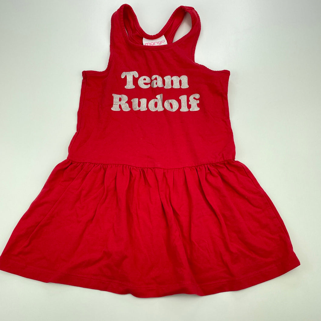 Girls Mango, red Christmas casual dress, FUC, size 3, L: 52cm