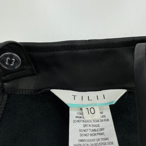 Girls Tilii, faux leather overalls dress / pinafore, EUC, size 10, L: 68cm