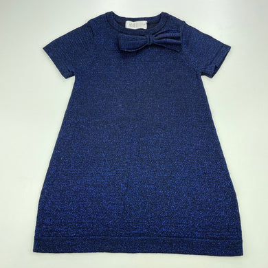 Girls H&M, blue metallic knit dress, EUC, size 2, L: 48cm