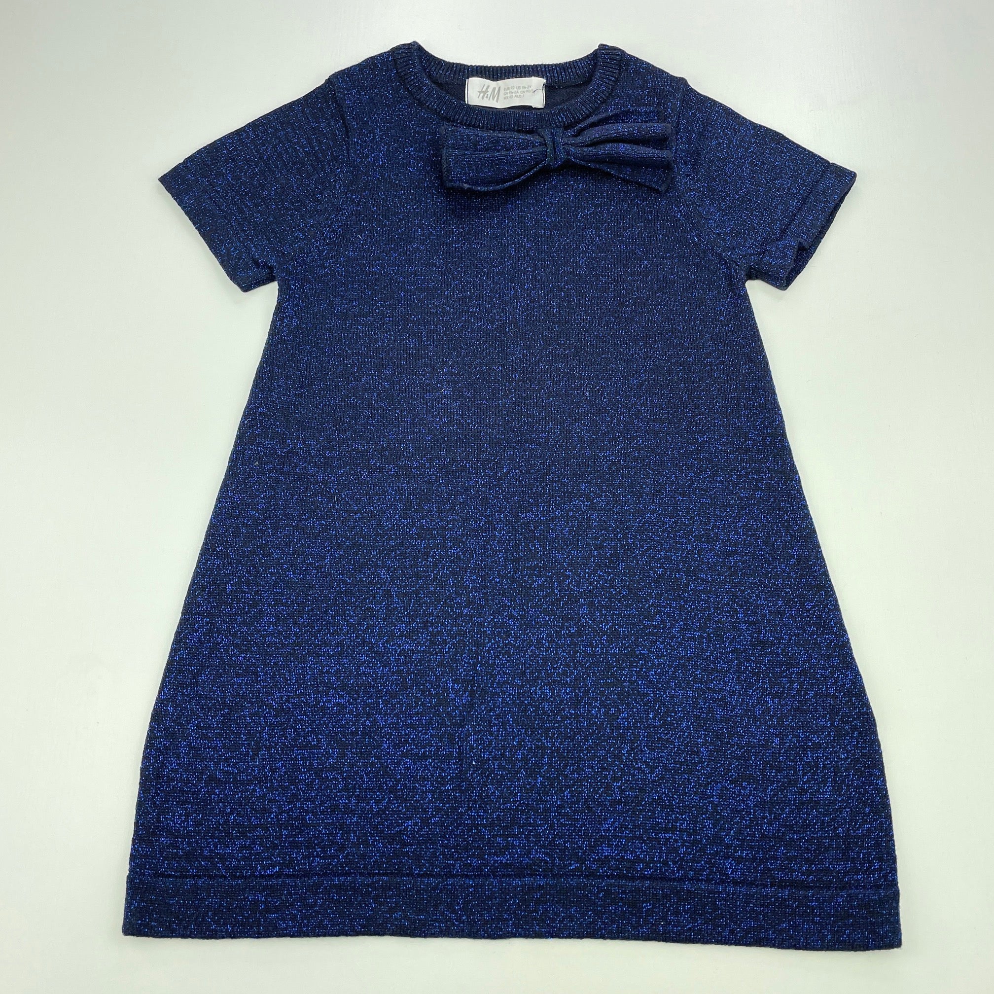 H&M, blue metallic knit dress, EUC, size 2, L: 48cm – DaisyChainClothing